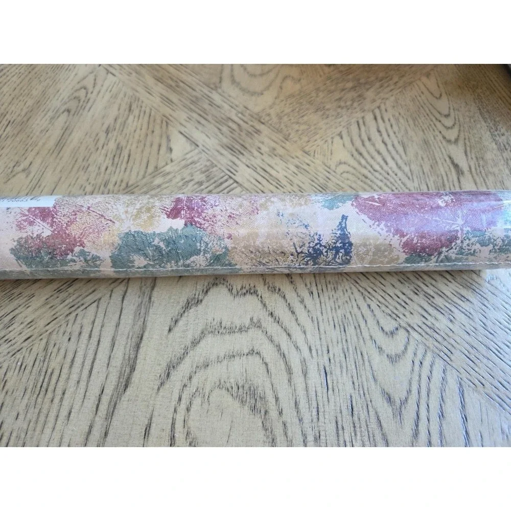 Sunworthy Wallpaper Wallcovering New NOS 1980s 3152907 Leaves Maroon Green Blue